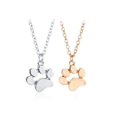 Charming Cat Paw Pendant Necklace - Adorable Alloy Footprint Design for Kids
