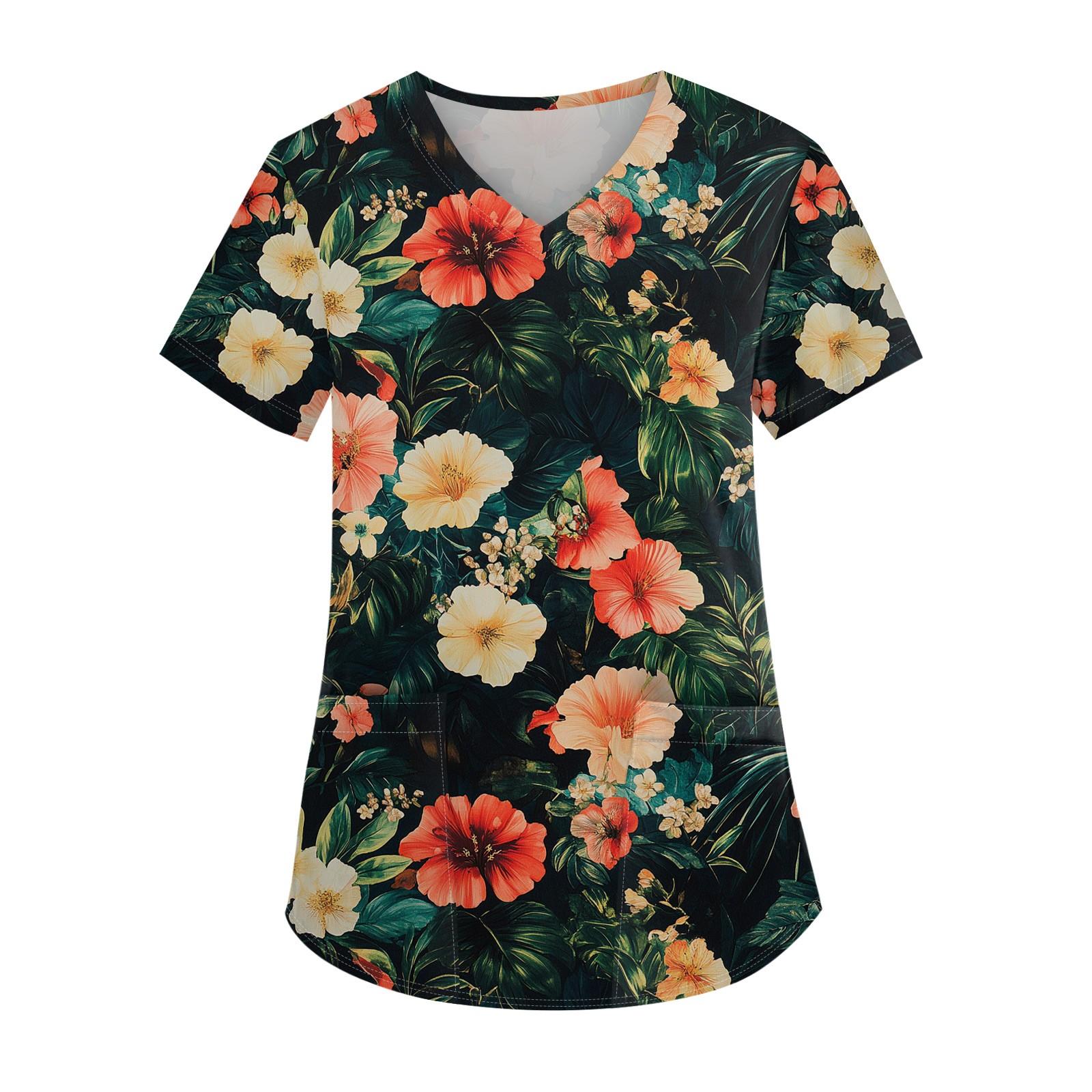 

Женская униформа с принтом, рабочая униформа, защитная рабочая форма с карманом и v-образным вырезом M