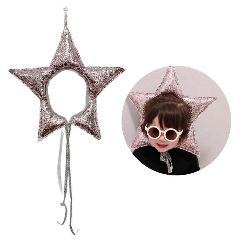 Stjärnhuvudstycke Klämma Krona Glitterig Stjärnhatt Hårstyling för Halloween Hårband Hatt Prinsessa Foto Rekvisita