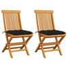 Day and Night - Day and Night Garden Chairs 2 Pcs Solid Teak Wood with Black Cushions