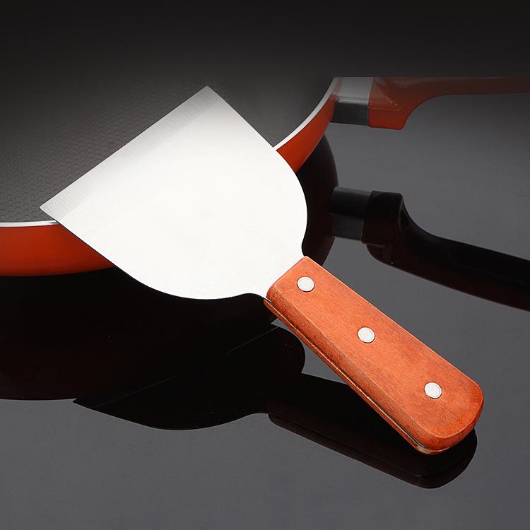 Stainless Steel Teppanyaki Pancake Shovel with Wooden Handle