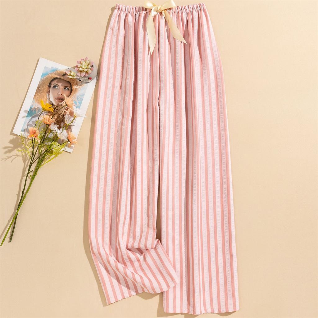 Women's Casual Fashion Sleep Pants Striped Loungewear Pants Wearable As Outerwear High-Waisted Pants