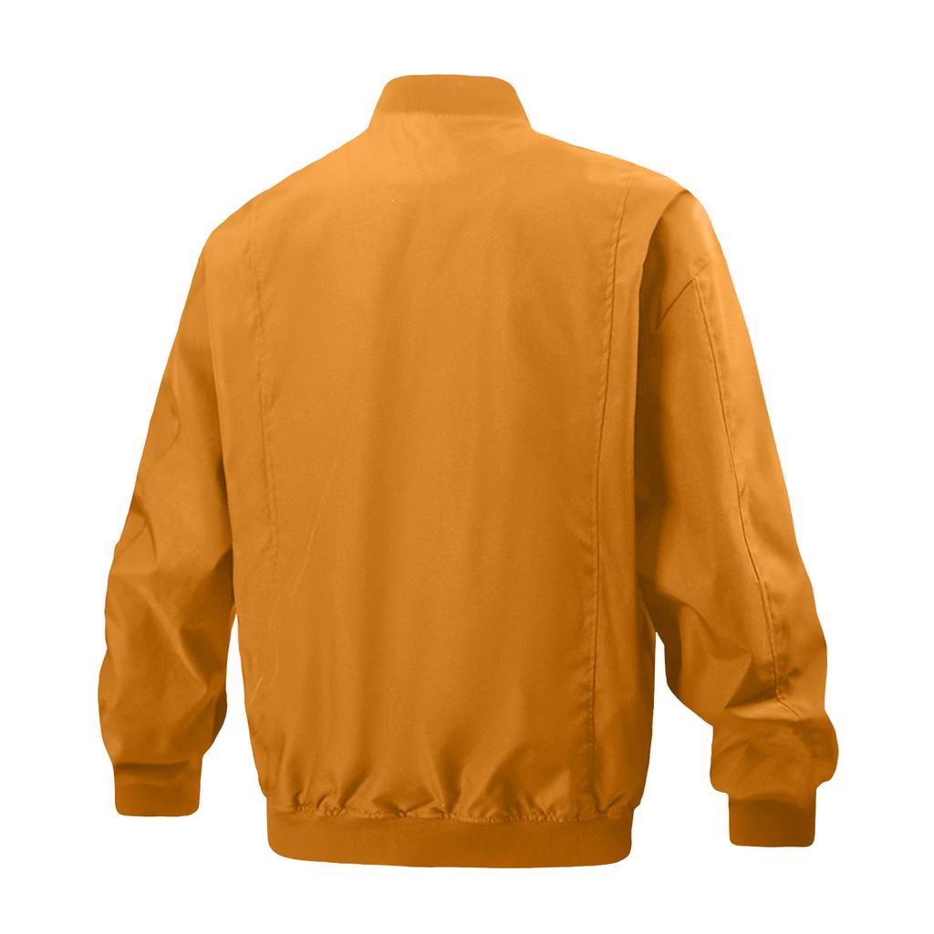 Men's Casual Solid-color American Stand-up Collar Flight Jacket, Unisex Loose Work Jacket Jacket
