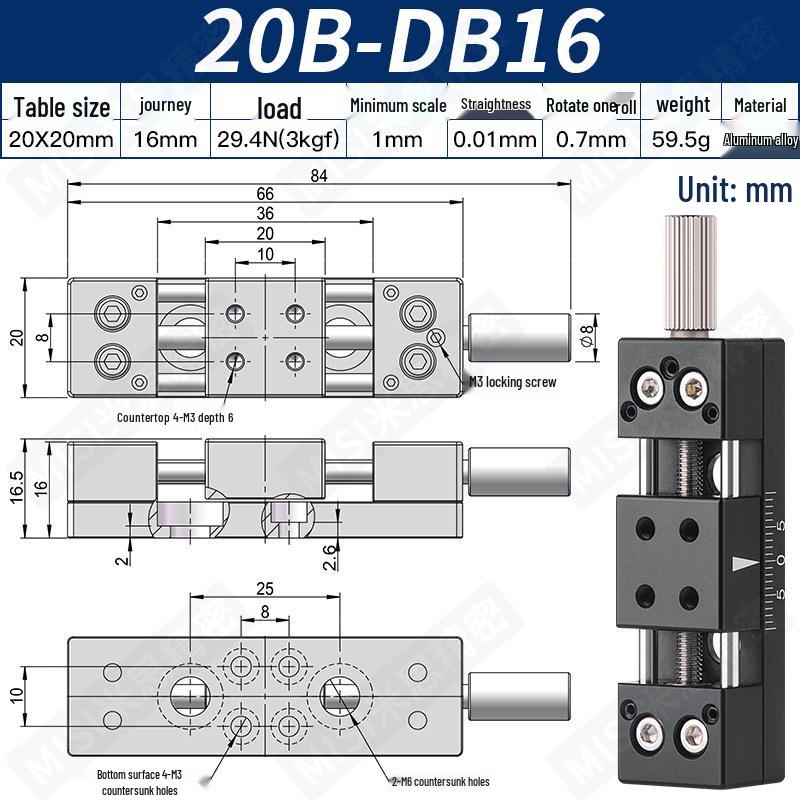 Heavy Load Precision Linear Slide Table with Fine-tuning Screw Rod - 50/80/100 Stroke
