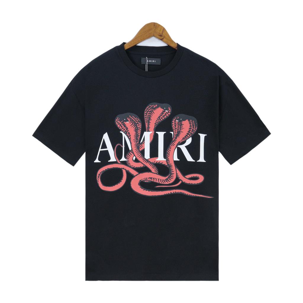 2205 Amiri 2025 Sommer Neue Männer und Frauen Lose Hochwertige Baumwolle Plus Größe T-shirt Paar T-Shirt Serpentine muster druck