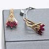 Rose Gold-Plated Purple Gold Fan-Shaped Horse Eye Stud Earrings With Red Zircon Earrings French Jewelry