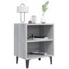 Bedside Table - Sonoma Grey - Metal Legs - 2 Shelves - Industrial Style