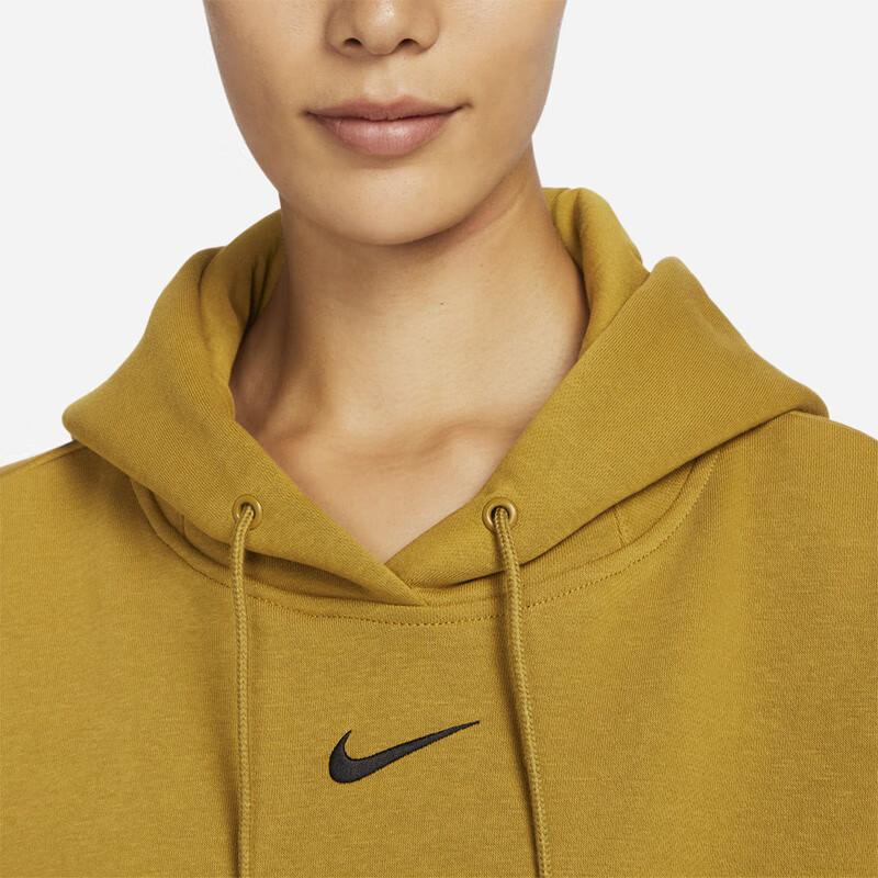 Nike Odzież sportowa Phoenix Fleece Jednolity kolor Pulower z kapturem Luźna bluza sportowa Damska bluza Brązowa DQ5861-716