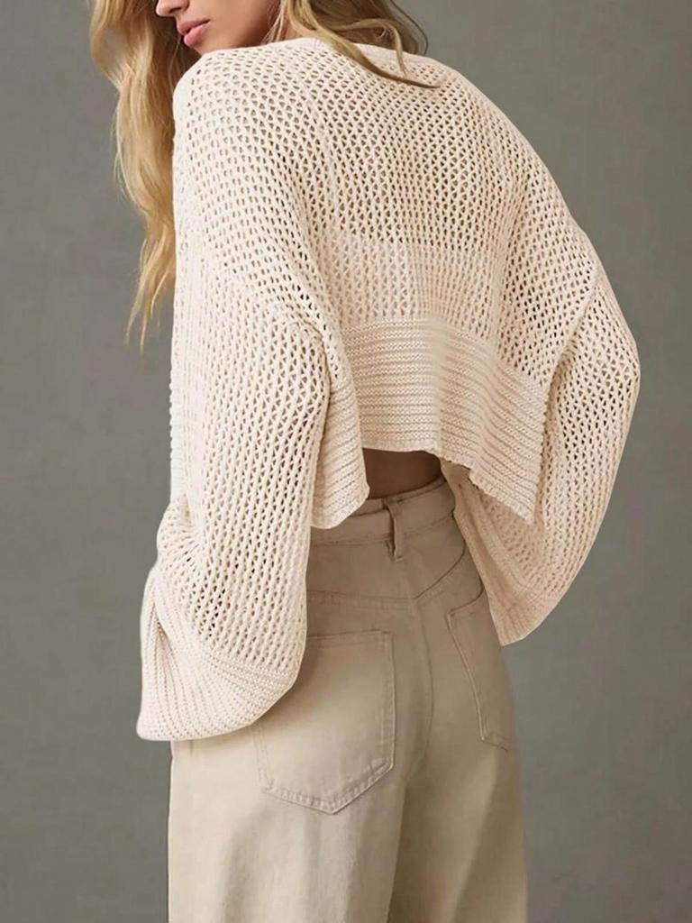 Women's Cropped Knit Cardigan Lightweight Open Front Boho Summer Outerwear