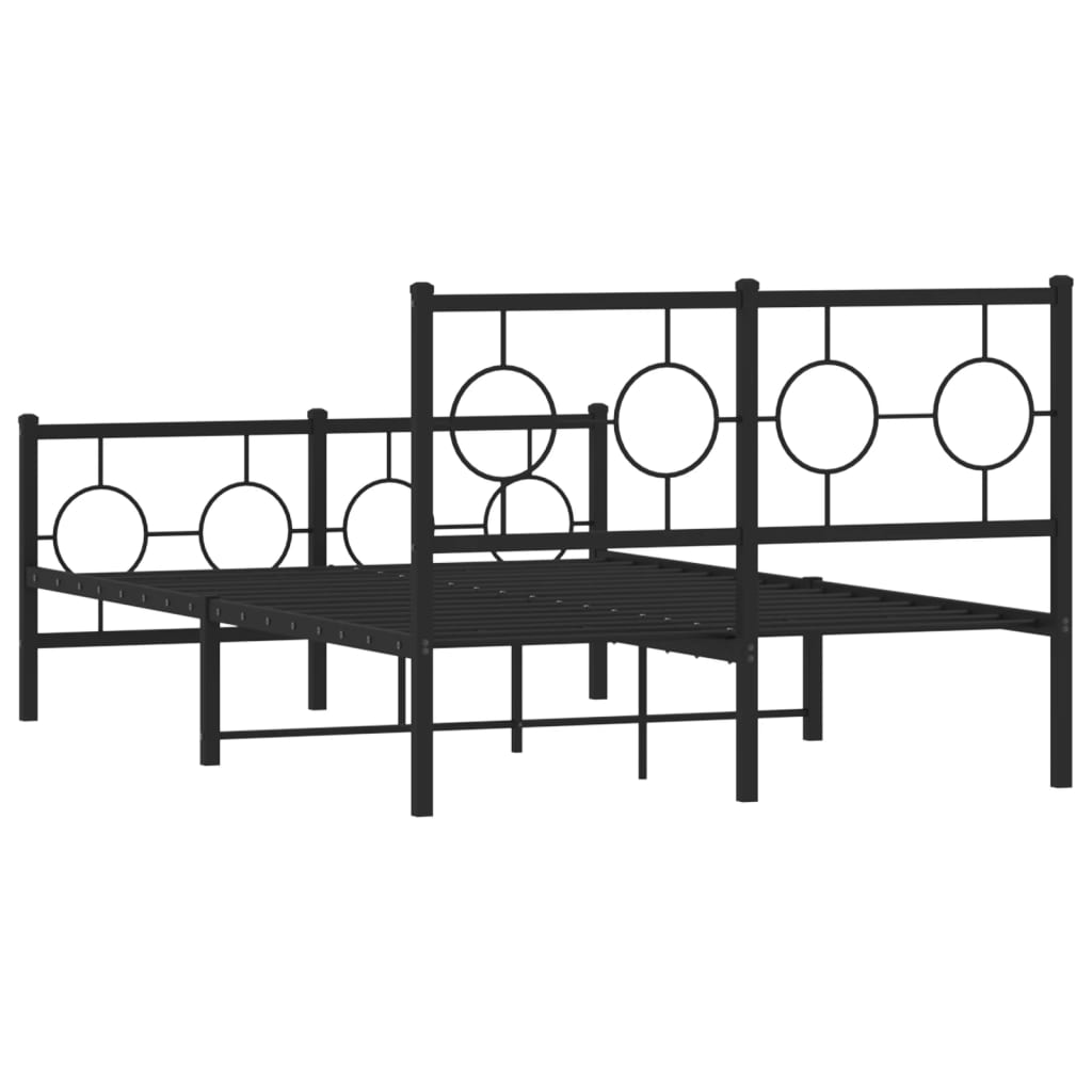 Vidaxl Metalowa Rama Łóżka Z Wezgłowiem I Zanóżkiem, Czarna, 120X190Cm