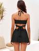 2025 European & American Sexy Backless Split Swimsuit Bikini with Solid Color Skirt Style for Women
