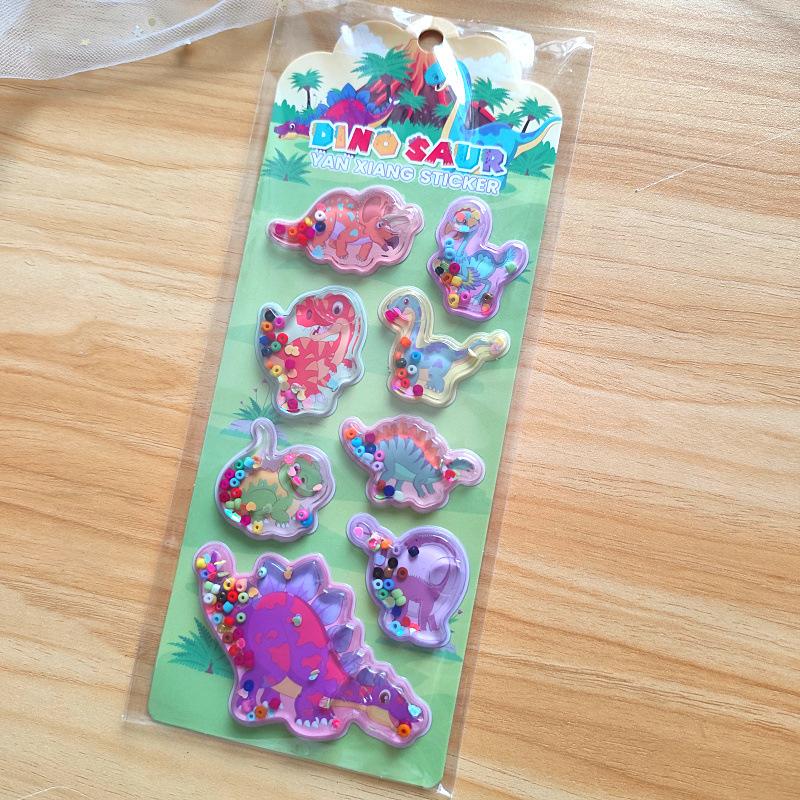 1pc Cute Cartoon Tyrannosaurus Rex Dinosaur 3D Rocking Water Injection Stickers Creative DIY Decoration Stickers Holiday Gifts