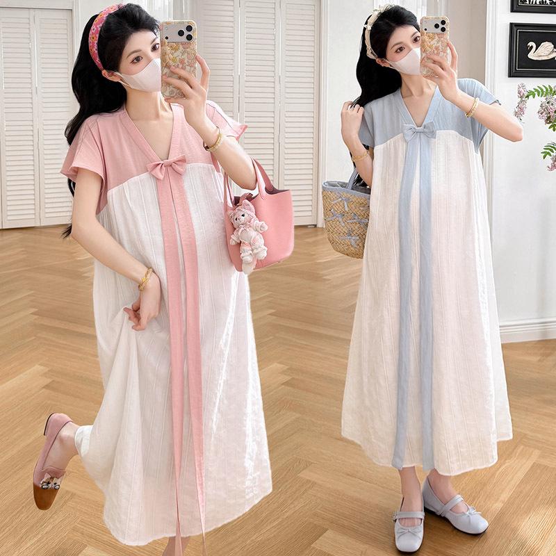 2026 Summer Chinese Style Casual Loose Maternity Dress M