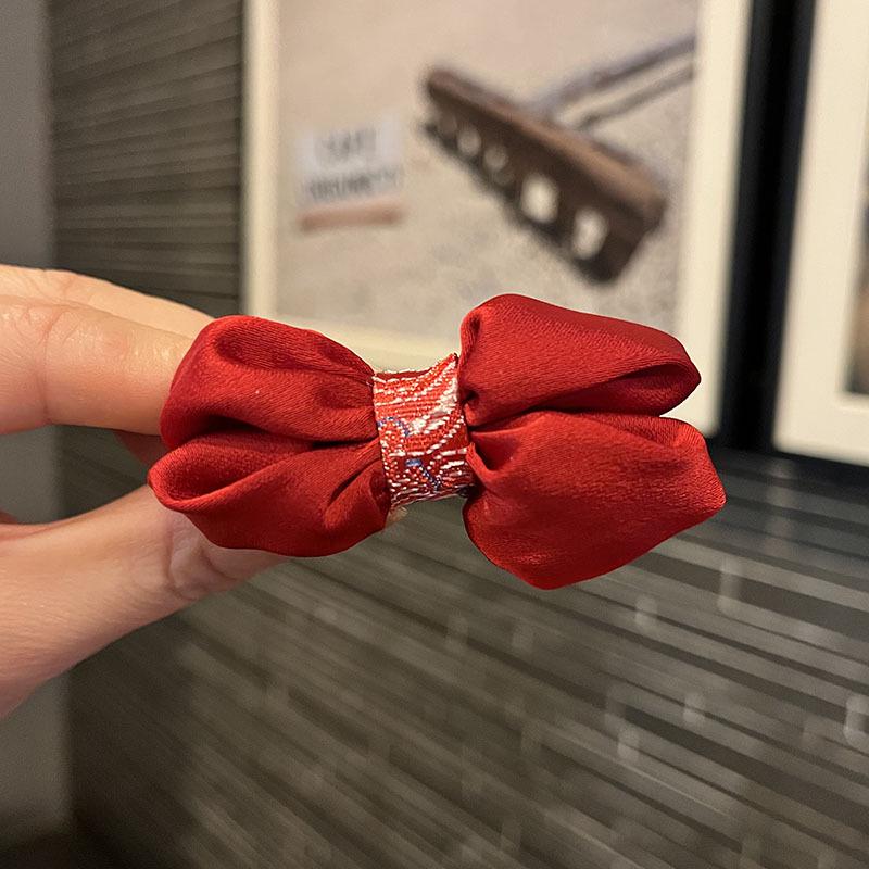 

Children s Chinese New Year Red Embroidered Bow Hair Clip & Ties for Hanfu Style