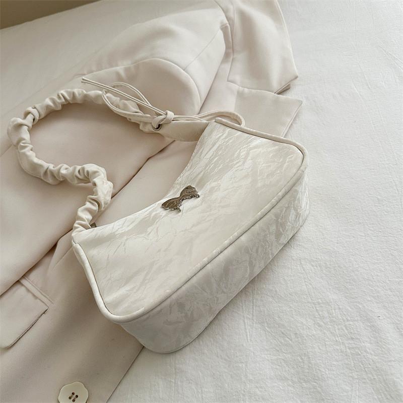 Street Style Small Crossbody Bag With Wrinkle Design And Polyester Interior For Casual Outings