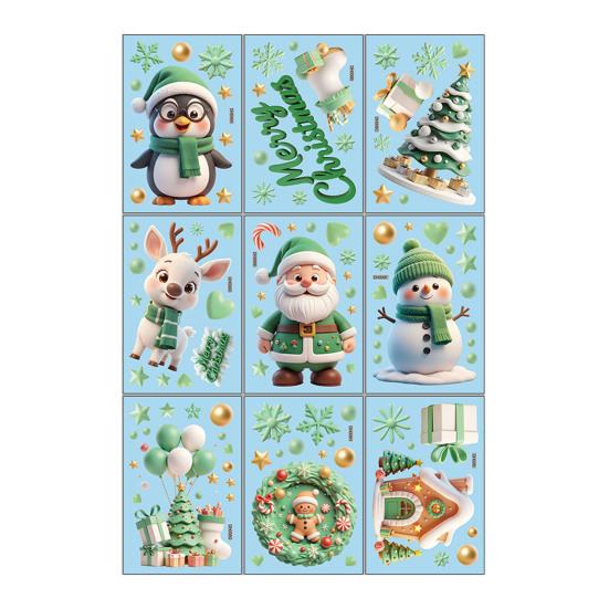 Yousheng 9 Sheets/Set Christmas Window Cling Removable Waterproof PVC Winter Merry Christmas Static Glass Sticker Holiday Party Decoration Decal