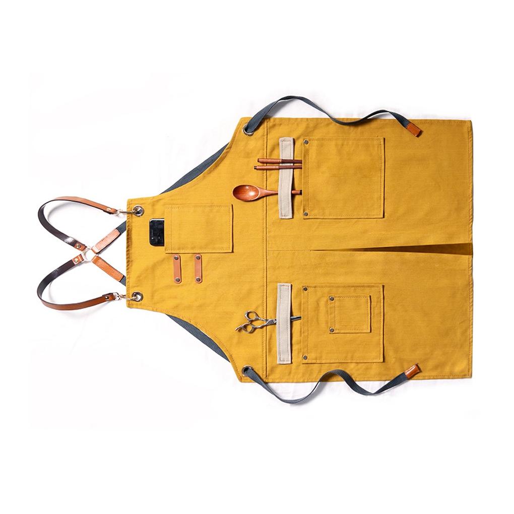 Work Apron Woodworking Mechanician Canvas Workshop Bib with Pockets Outdoor Painting Bar Washable Protective Aprons Bibs
