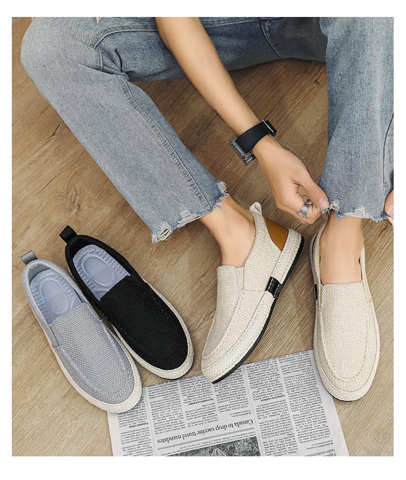 Cloth shoes linen breathable casual board shoes young people lazy shoes tide soft sole driving canvas shoes