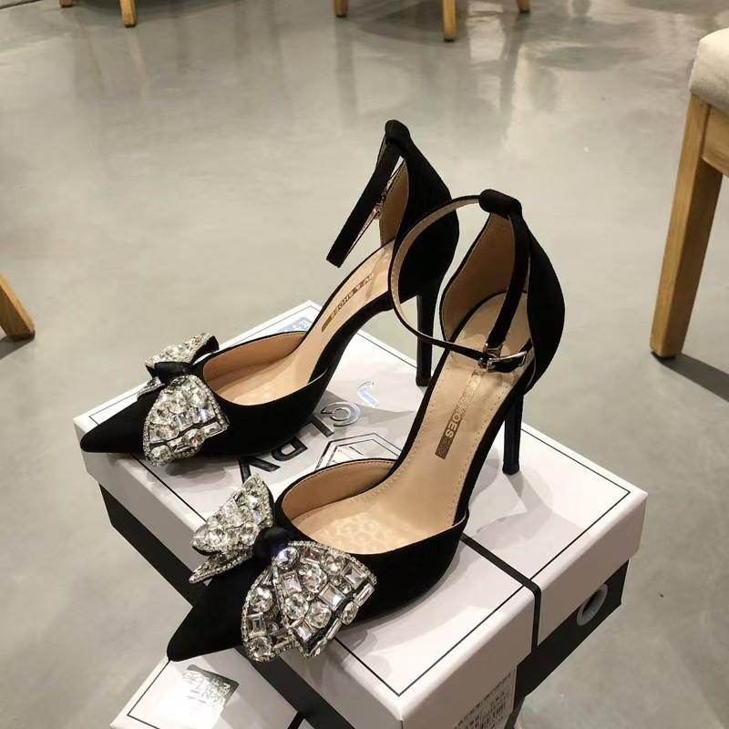 Fashion New Style Pearl Butterfly-Knot Women High Heels Sandals Sexy Thick Bottom Pointed Toe Platform Pumps Wedding Banquet Shoes
