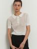 Women's 2025 Summer See-Through Short-Sleeve Knitted Top with Turn-Down Collar