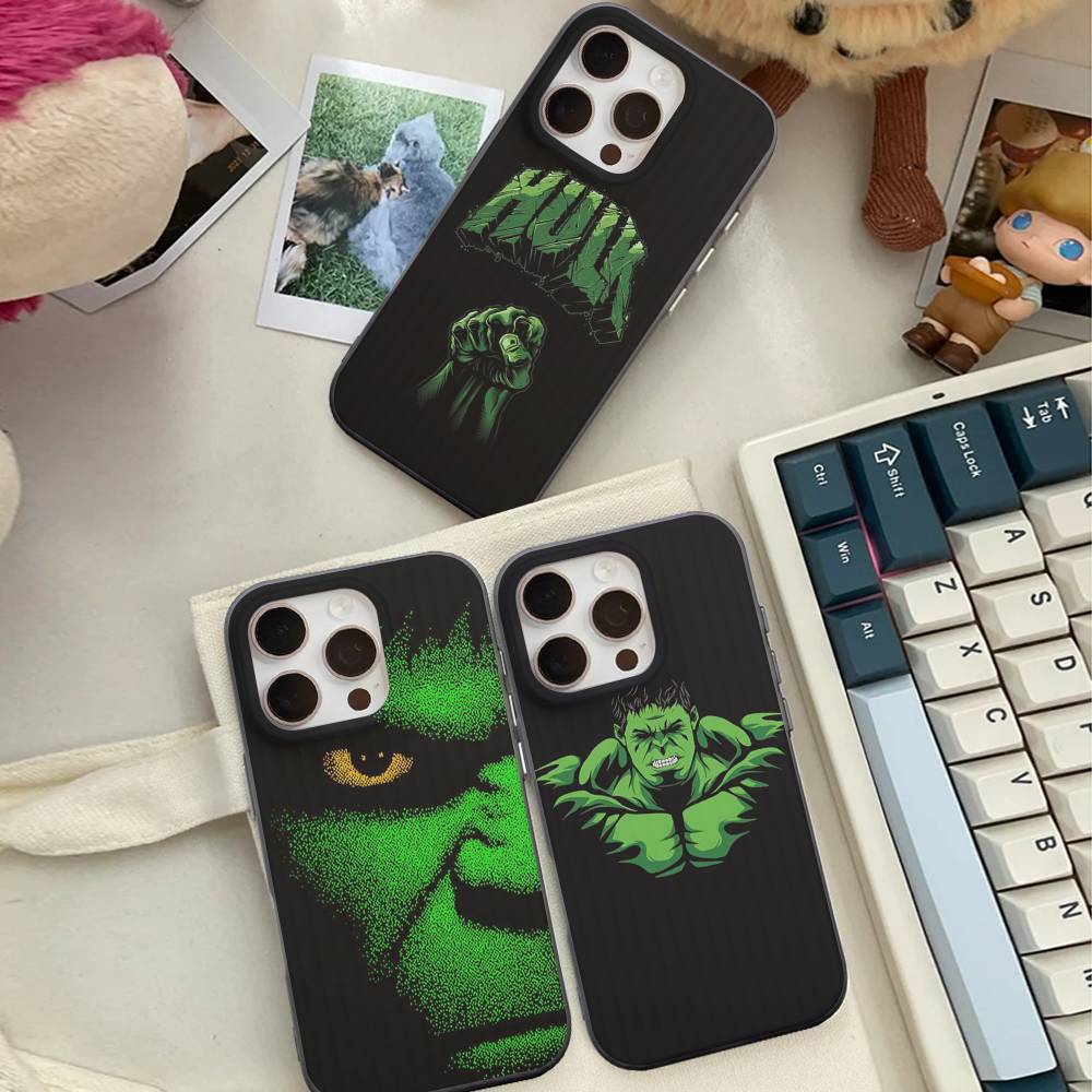 Superhero H-Hulk For Phone 17 16 15 14 13 12 11 Pro Max Plus Pro Air Phone Case Corrugated Stripe Back Cover