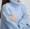 Maglione da donna autunnale e invernale a tinta unita con collo alto comodo Maglione primaverile a tinta unita lavorazione a maglia larga