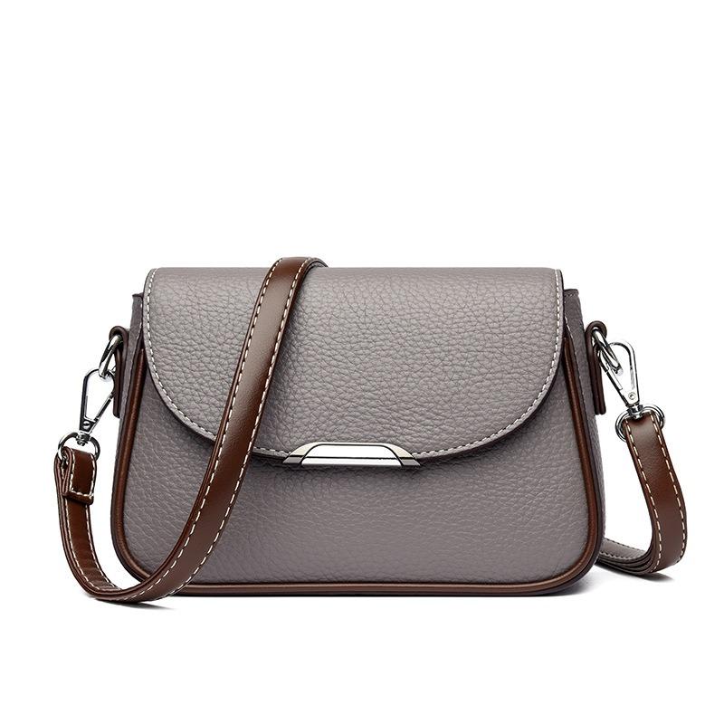 Fashion Soft Leather Texture Small Square Bag Women's New Simple Temperament Versatile Shoulder Bag Retro Contrasting Color Commuter Messenger Bag
