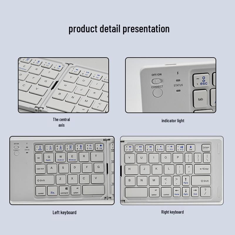Dual-Power Foldable Universal Bluetooth Keyboard for Phones, Tablets, and Laptops