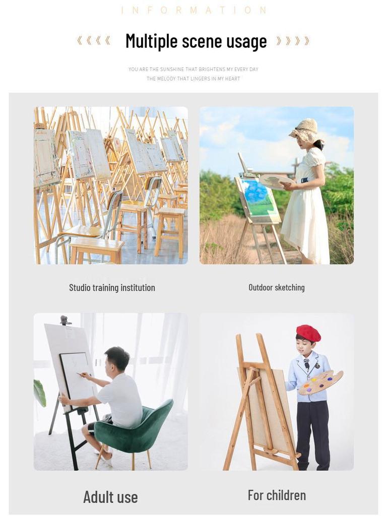 Beechwood Adjustable Easel for Art Students, 1.5m Display Tripod Stand