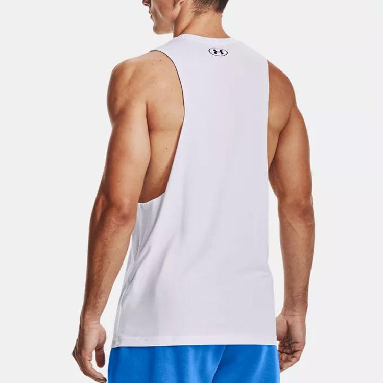 Under Armour Large Logo Print Loose Breathable Training Sports Vest Men Tops White 1365205-100