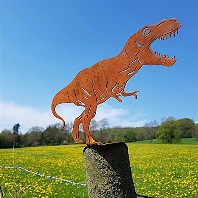 M-Modern-Metal Dinosaur Fence Post Topper,Dinosaurs