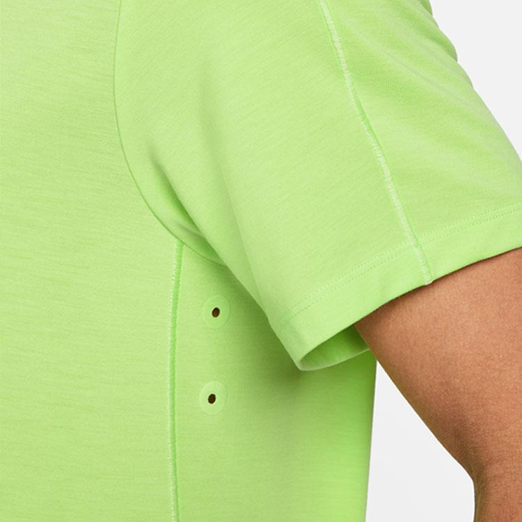 Nike Yoga Dri-Fit Pattern Print Round Neck Training Short Sleeve T-Shirt Men Tops Green DM8142-360