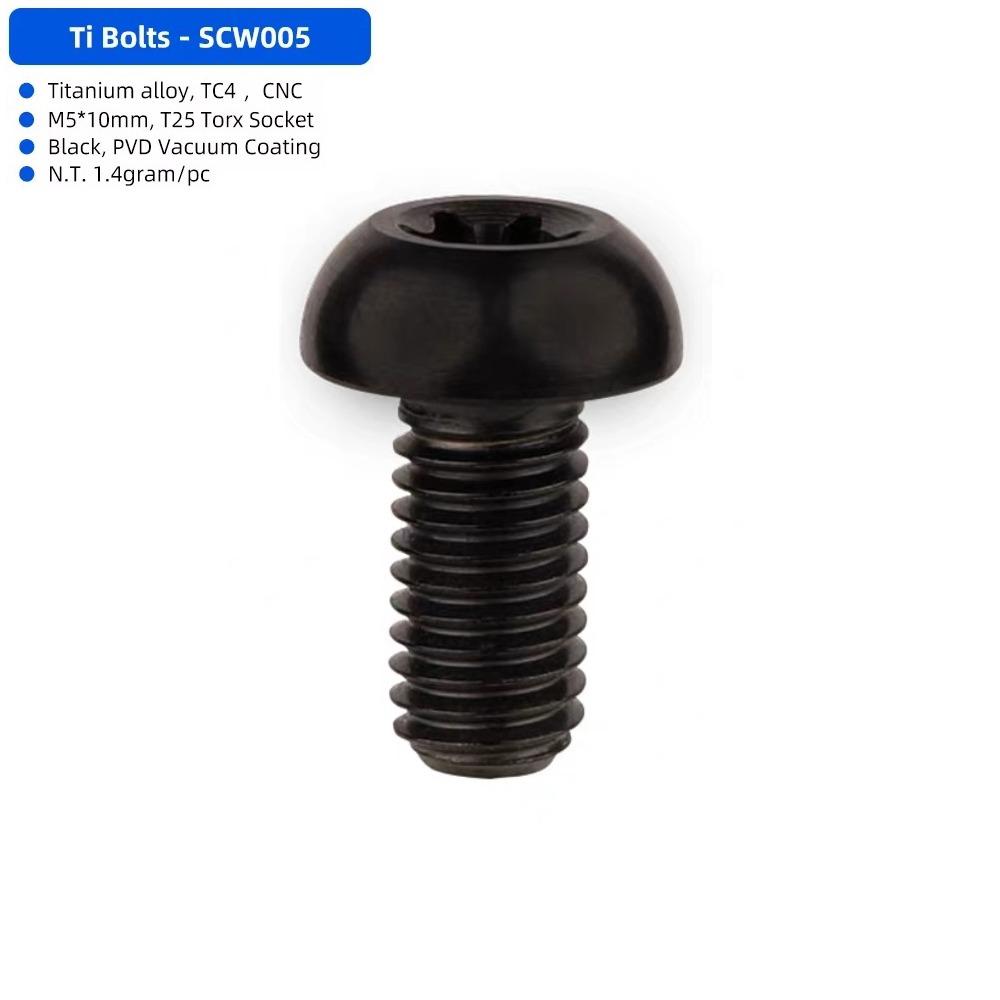 M5x10 Titanium Bolt T25 Torx Ultralight Weight Bicycle Braking Disc Screws TC4 Titanium High Tensile Fastener