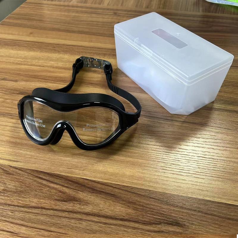 

New adult waterproof large-frame swimming goggles PC High-definition anti-fog silicone swimming training goggles that do not cause discomfort чёрный