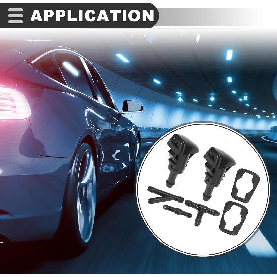 

Motoforti Front Windshield Washer Nozzles, for Dodge Grand Caravan 2008-2020, Plastic, with Hose Connector, Black, 5pcs