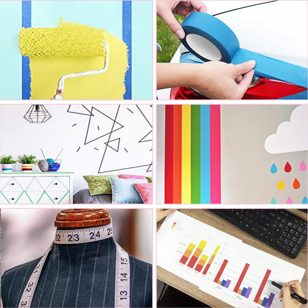 DEWEL Masking Colorful Craft Interior DIY Art Supplies 10m Tape, Tape, Tape, (10 Colors, 2.4cm Wide, Long)