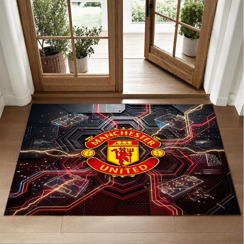Manchester United Design Krystallfløyel Teppe Myk Dekorativ Matte for Soverom Inngang
