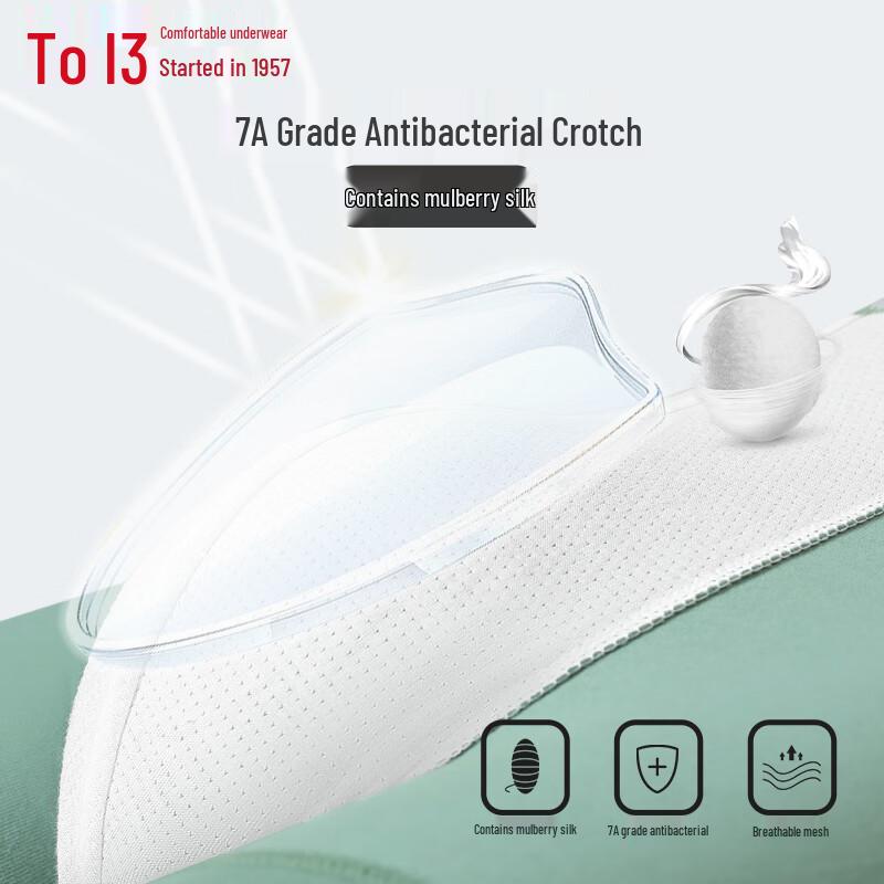 Hongdou Men's 7A Antibacterial Silk Crotch Boxer Briefs 4-Pack