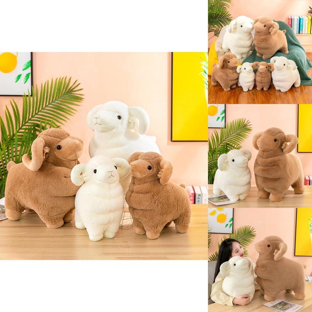 צעצוע בעל חיים קטיפתי חמוד ומציאותי של עז לילדים, כרית רכה לקישוט הבית