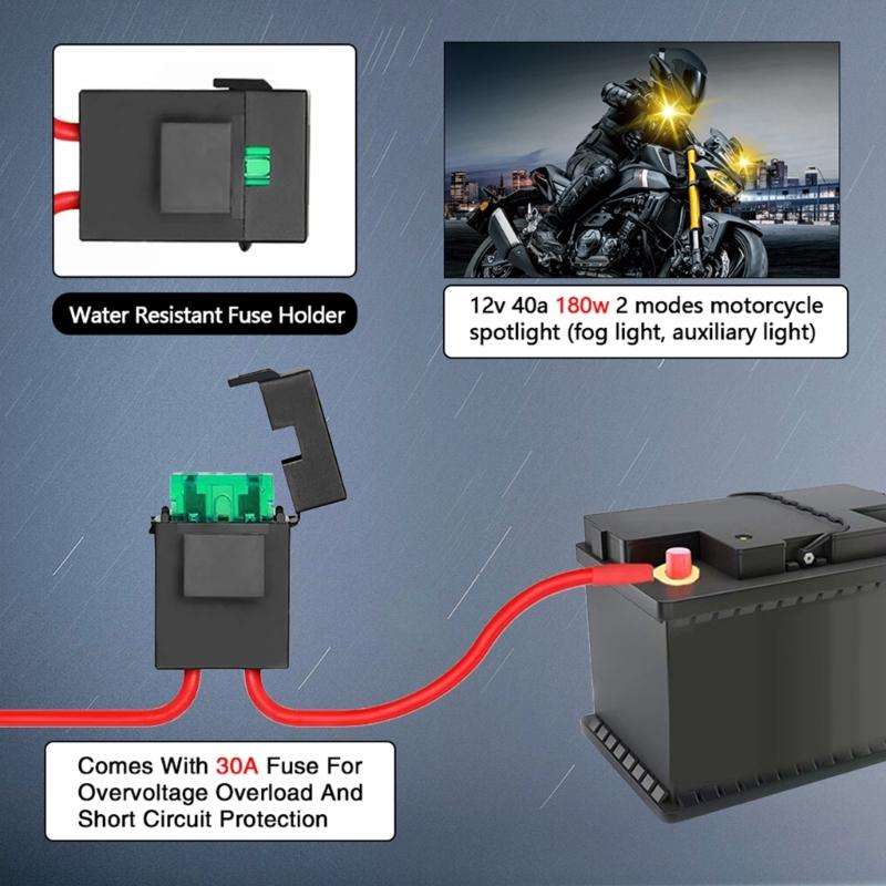 Waterproof Motorcycle Fog Lights Wire Switch Harness Headlight Spotlights Wire Cable Suitable for ATV Car LED Work Light