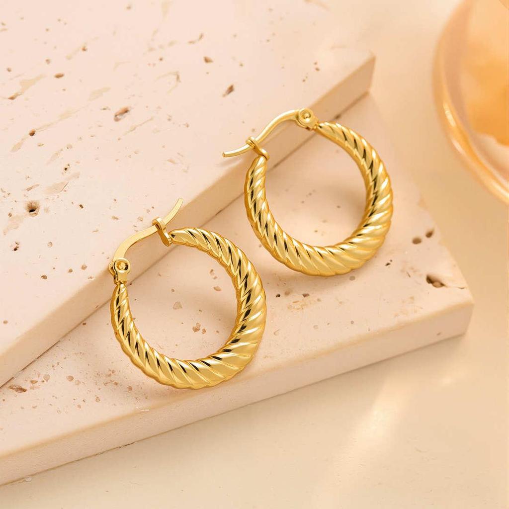 Raffinate Ear Cuff in Acciaio Titanio Oro 18k per Donna