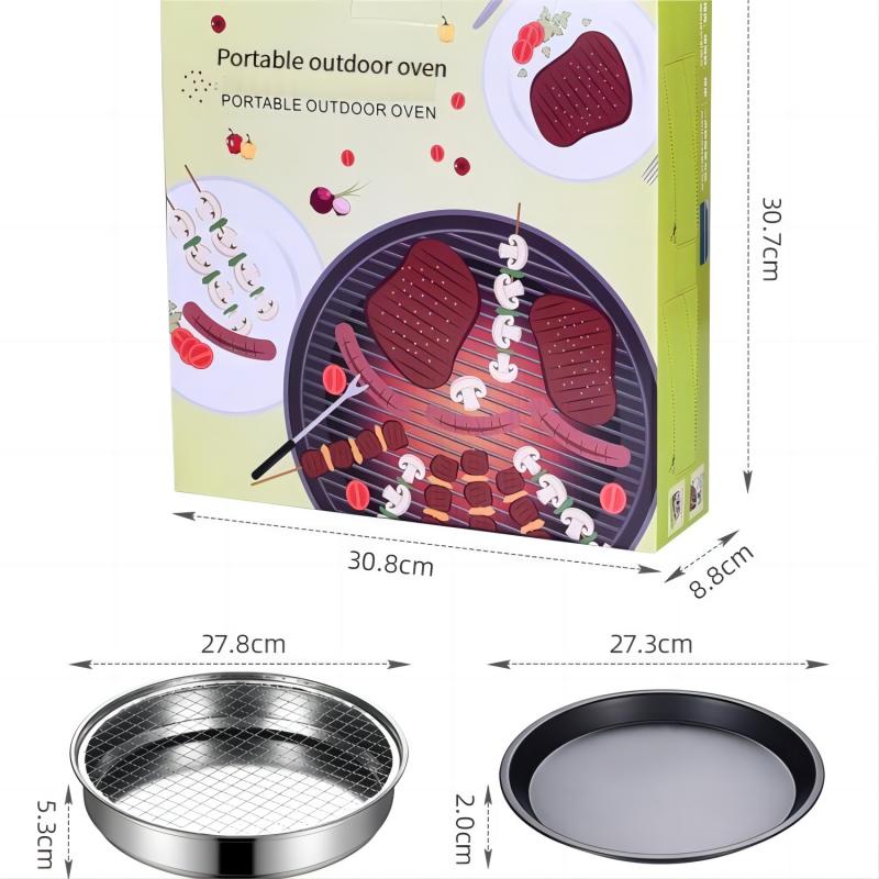 Outdoor Family Dinner Disposable Picnic Portable Barbecue Grill with Plate Clip and Oil Brush Barbecue Plate Without Charcoal