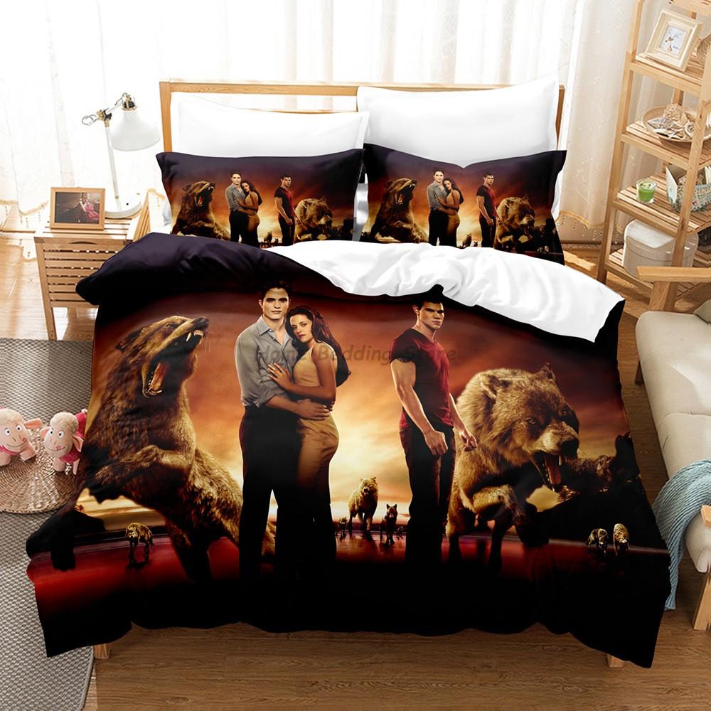 Twilight Series Duvet Cover Set And Pillowcases Vampire Movies Single King Full Fashion Bedding Set For Adults Duvet Cover