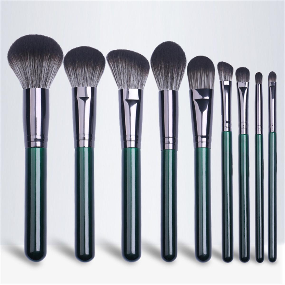 

Набір пензлів для макіяжу для початківців Green Cloud, 14 штук - Ультрам які щетинки для пудри, тіней та іншого.