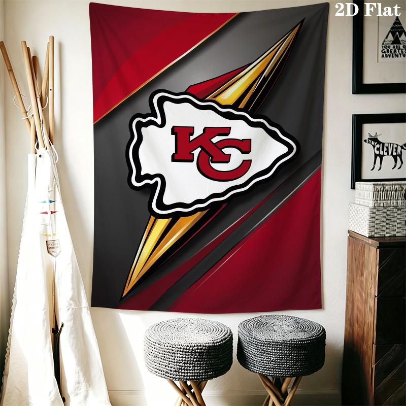 Kansas City Chiefs Wall Tapestry Aesthetic Wall Hanging Printed Fabric Blanket Decorative Tapestries for Bedroom Living Room Home Decor