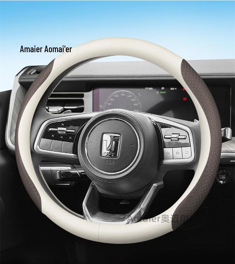 Genuine Leather Steering Wheel Cover for Tank 300/400/500, All-Season, Summer-Ready.