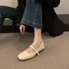 Soft-soled single shoes fairy fairy versatile French square head thick heel grandma shoe style with gentle wind shallow mouth evening shoes skirt