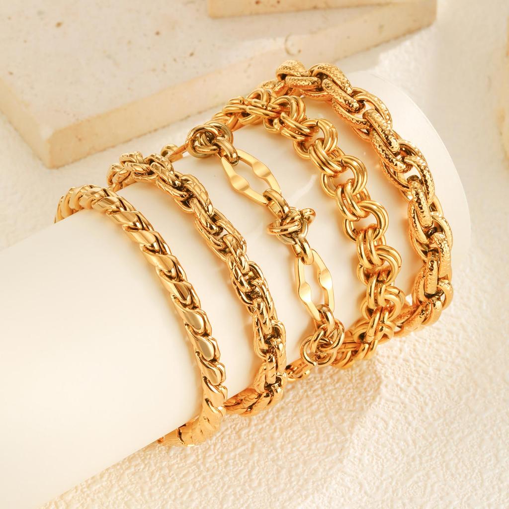 Classic Handmade Bracelet for Women,Gold Plated Stainless Steel Weaving Twist Chain Bracelets,Fashion Jewelry Mother's Day Gift