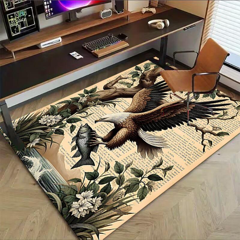 1PC Eagle Fish Non-Slip Floor Carpet Compatible for Office&Living Room&Dining room - Flat-Weave Machine- Soft & Pattern-E241