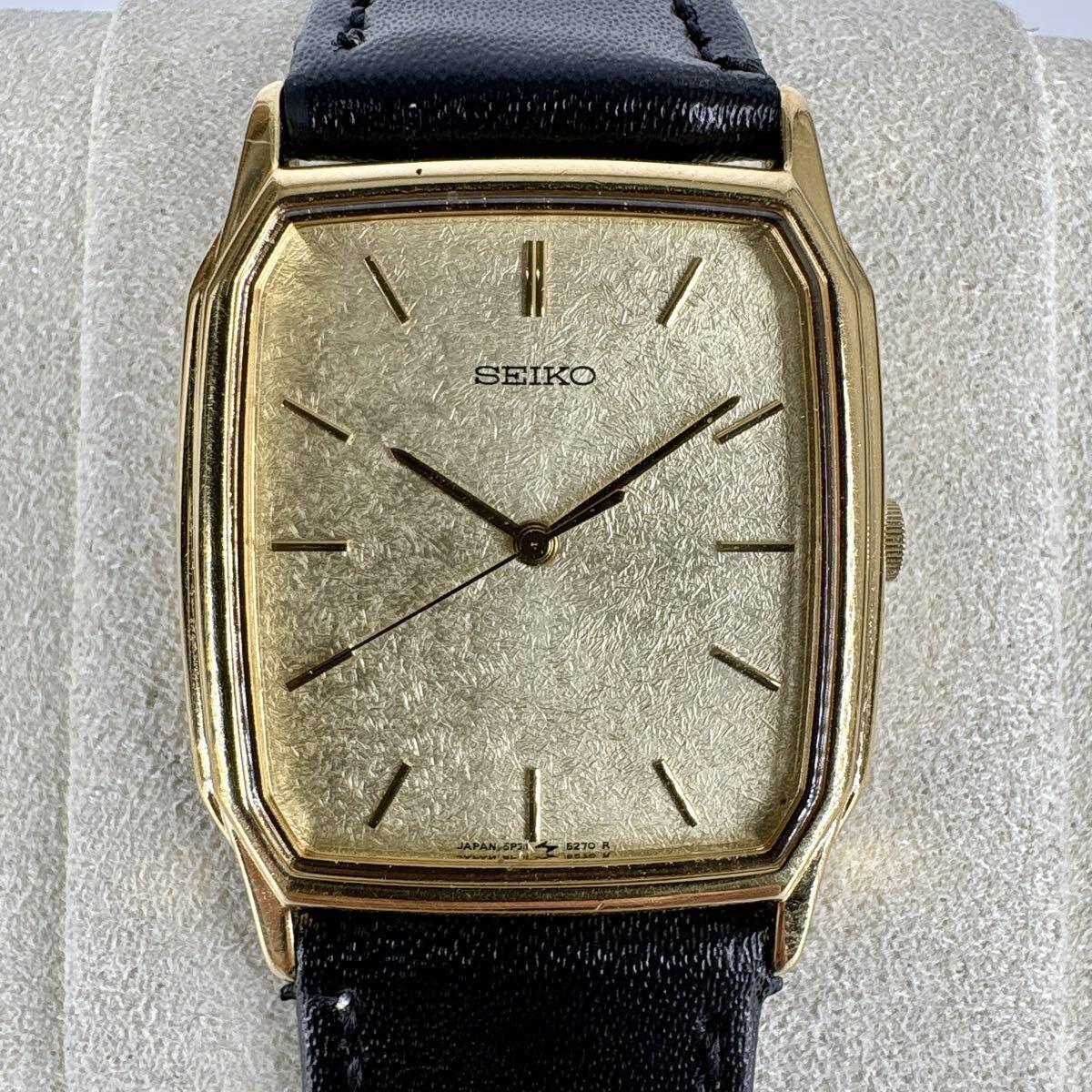 Used [New battery replacement/working item] Seiko men s watch square gold Japanese paper style dial vintage SEIKO